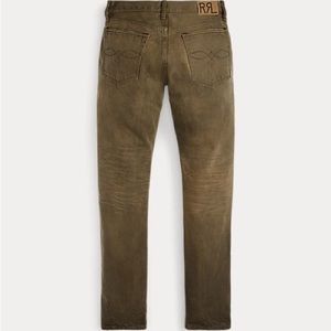 Ralph Lauren RRL Slim Fit Distressed Brown Jean Double RL